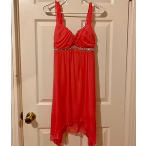 Peachy pink prom dress